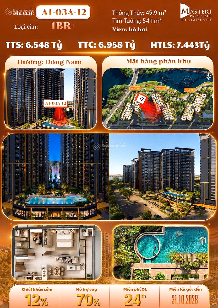 The Global City 1-bedroom apartment fund with best price shopping cart | Promotion of 1 tael of gold in June 2026