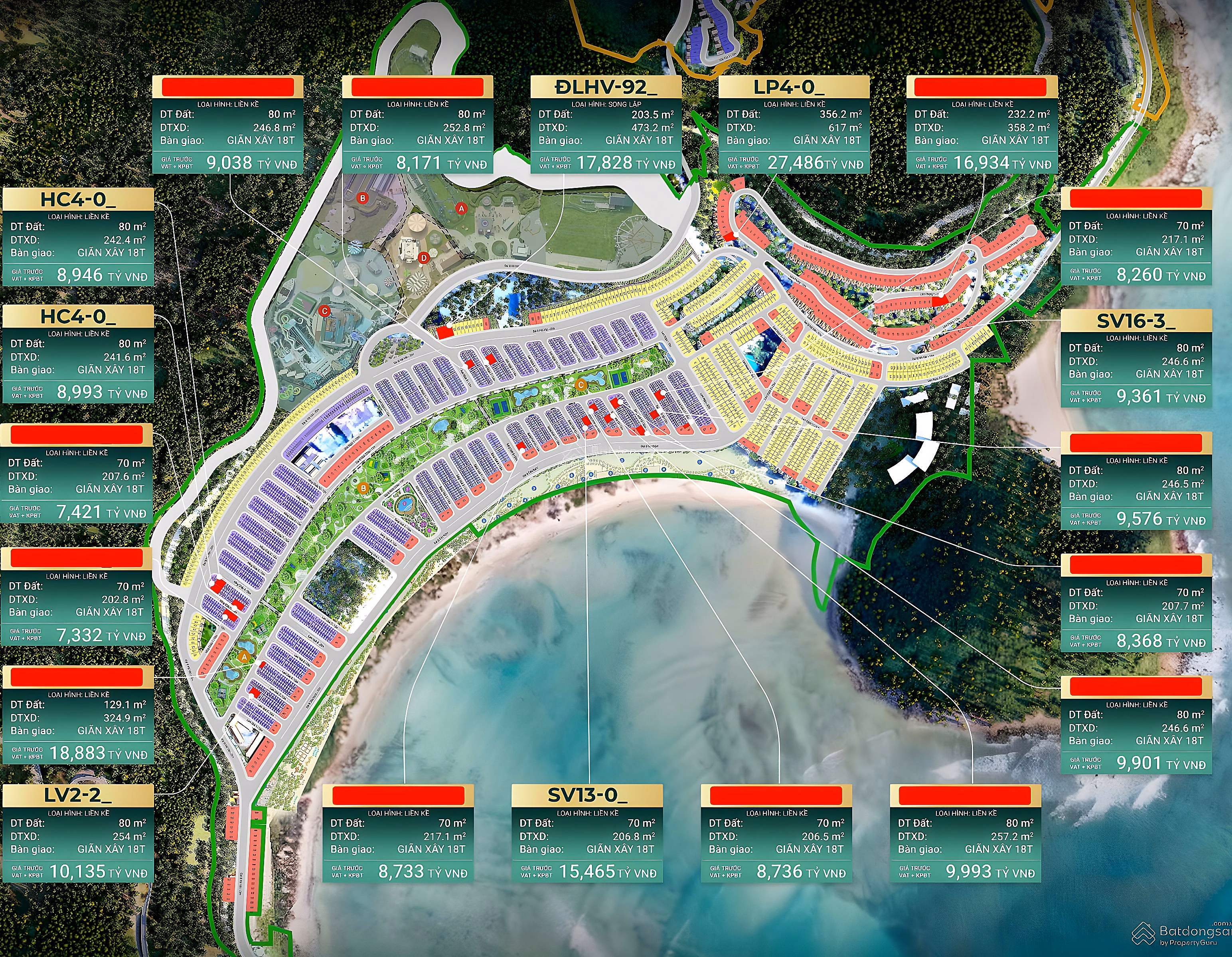 Villa Vinhomes Hai Van Bay Pearl Island sea front 5 billion long-term ownership capital from only 1.8 billion, HTLS 0%