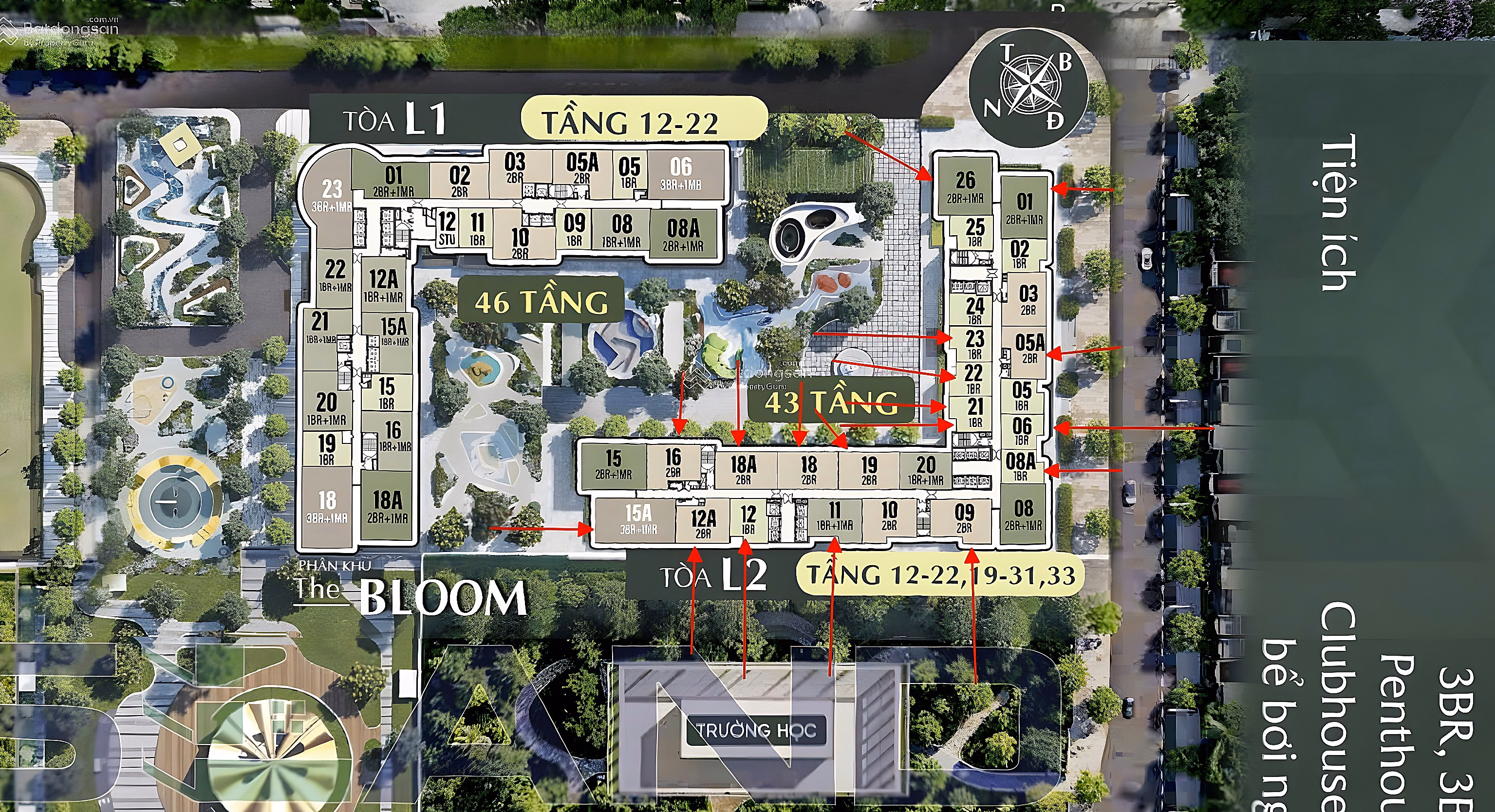 Only 120 million/m2-Miss 15A, 15, 01, 26, 08, 06, 18, 19-Best 3 Bedroom-2 Bedroom-1 Bedroom-VIP Hanoi Seasons Garden