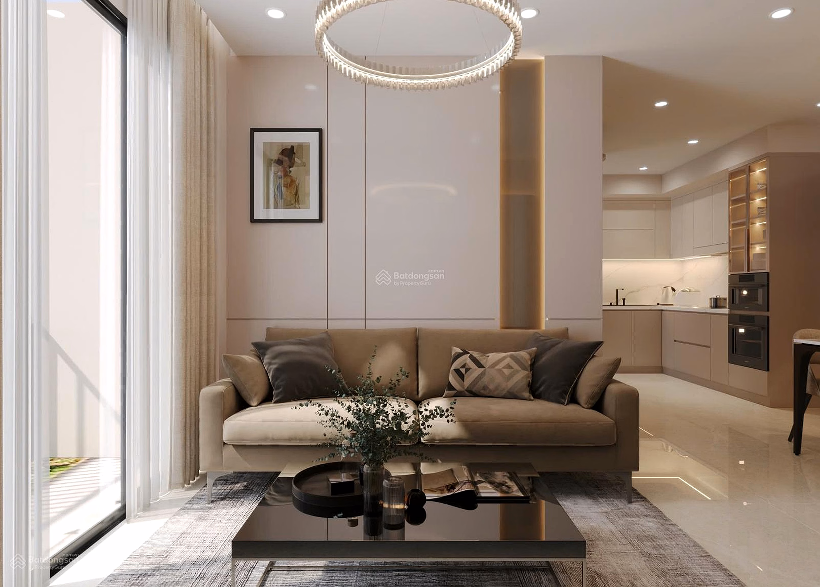 Corner apartment with 2 bedrooms, 2 bathrooms, 3 balconies, fully furnished, area 82m2. 16th floor