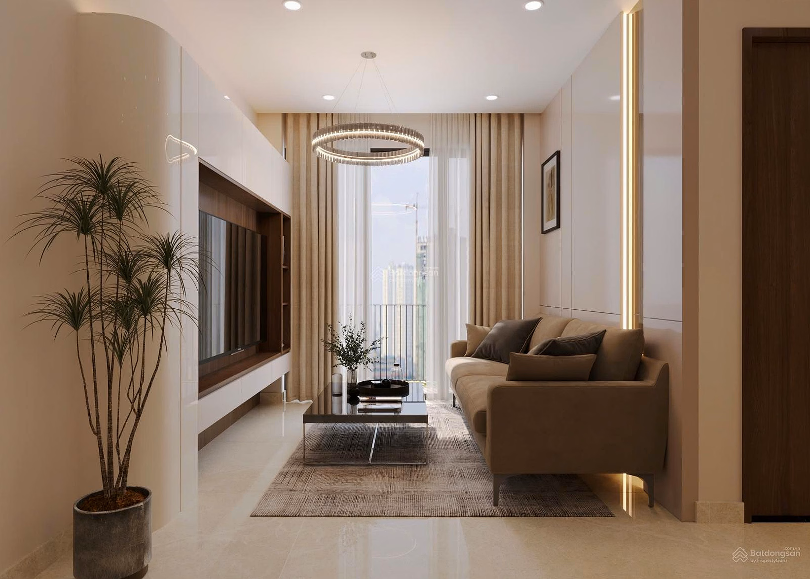 Corner apartment with 2 bedrooms, 2 bathrooms, 3 balconies, fully furnished, area 82m2. 16th floor