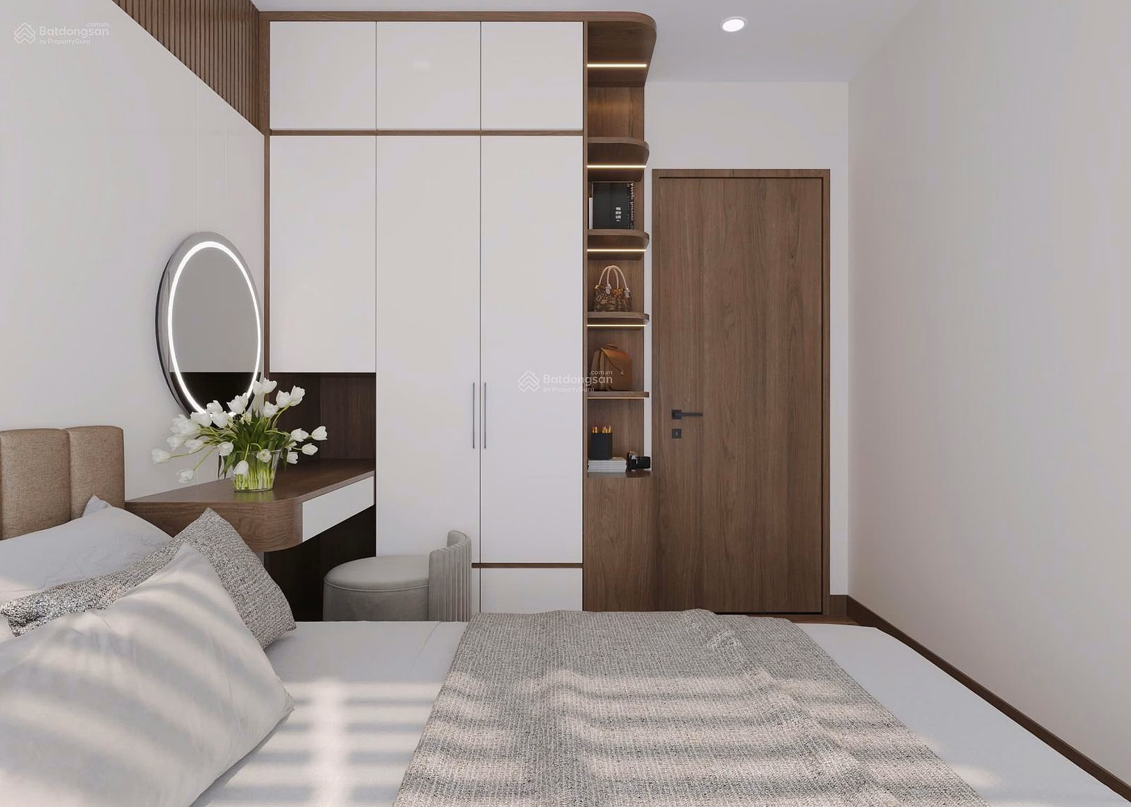 Corner apartment with 2 bedrooms, 2 bathrooms, 3 balconies, fully furnished, area 82m2. 16th floor