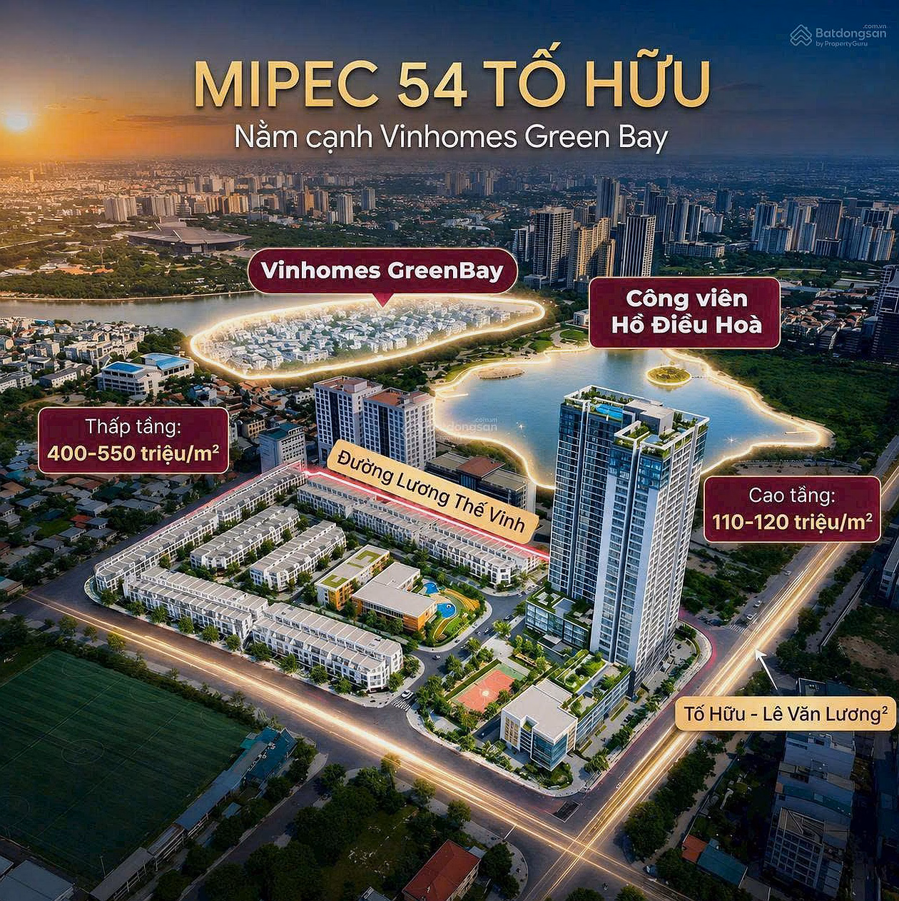 Investor Sales Department, urgent sale with super cheap fund - Staff capacity - Diplomacy 2 bedrooms/3 bedrooms with beautiful lake view, 22% deposit Vs 100 million immediately