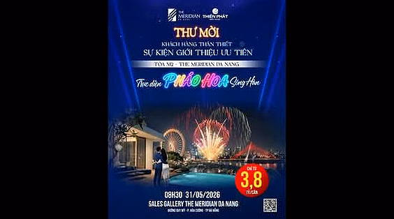 OWNER OF 1 BR, FRONT OF HAN RIVER, DA NANG, FIREWORKS VIEW, DOWNTOWN - MERIDIAN PROJECT ONLY 4.432 BILLION