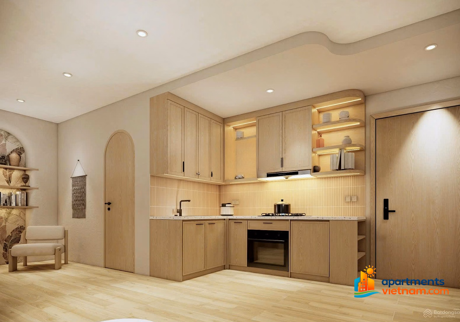Sun Cosmo Residence for rent, high floor with sea view, 1 bedroom+, price only 26 million