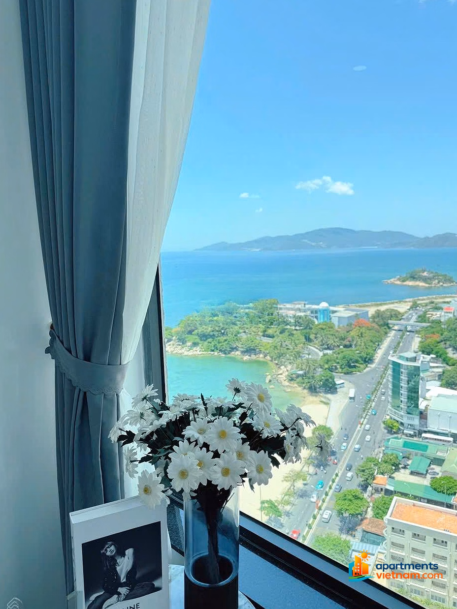 Muong Thanh Vien Trieu apartment for rent 2 bedrooms - 2 bathrooms. Sea corner view. Area 66m2, brand new furniture