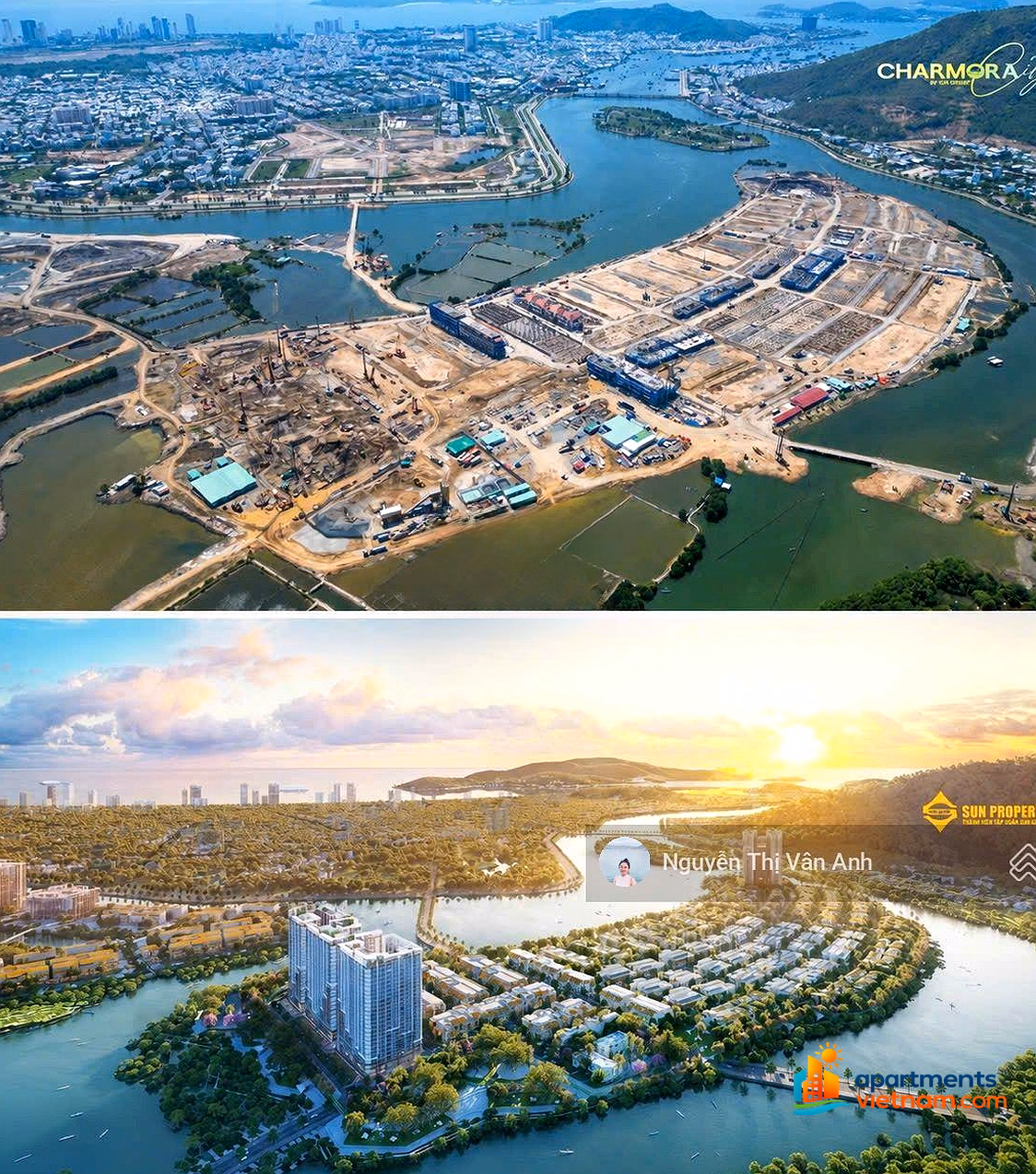 2 bedroom river front apartment with fireworks view, large balcony at Charmora City Nha Trang only from 4 billion 383 million