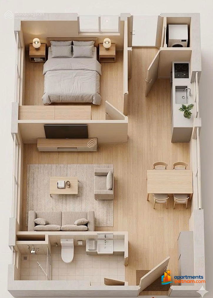 River view apartment, 1 bedroom, building C1. Balcony facing southwest with Han River view, price 4 billion, Capital Square Da Nang