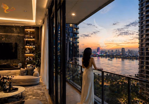 River view apartment, 1 bedroom, building C1. Balcony facing southwest with Han River view, price 4 billion, Capital Square Da Nang