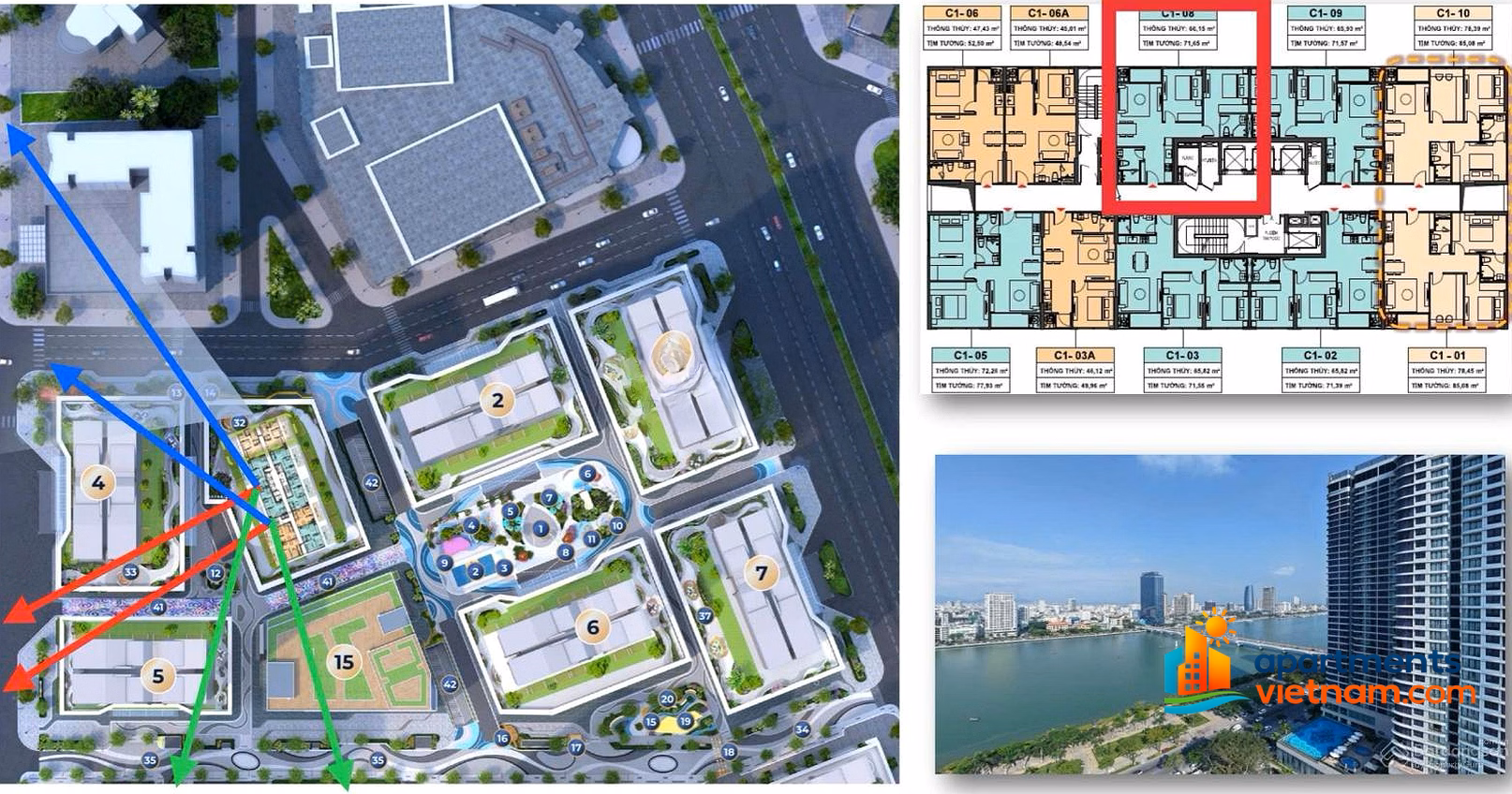 2BR Apartment at Capital Square Da Nang – Unit C1-08, Southwest Balcony with Han River View, Price from 5.1 Billion VND