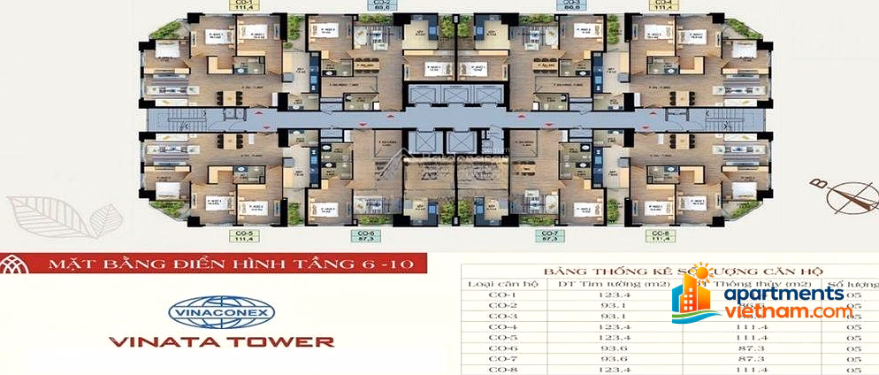 Vinata Tower apartment for rent on the middle floor. LHCC: 0342 536 ***