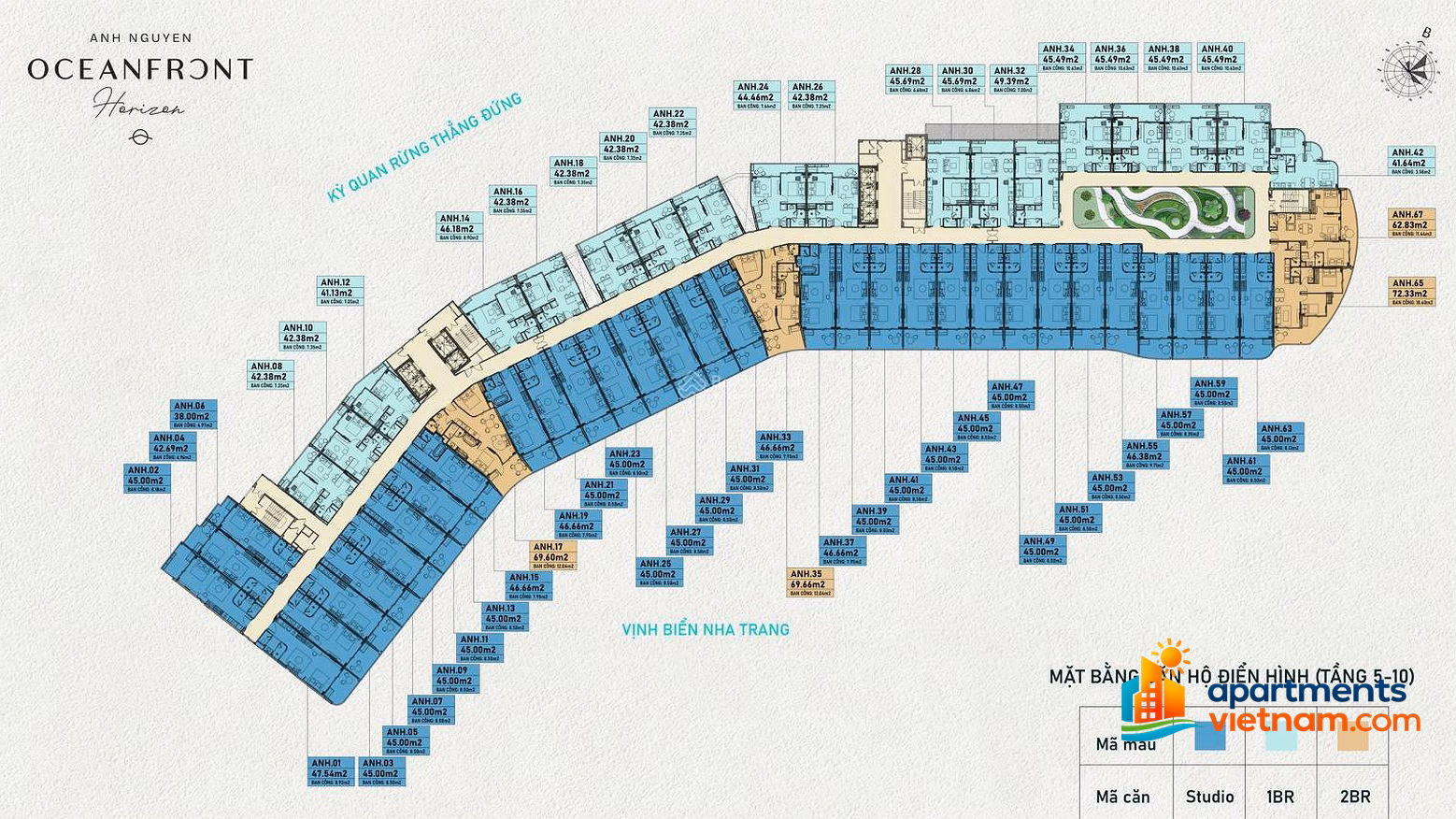 For Sale: Beautiful Apartment at Anh Nguyen OceanFront Horizon – 4 Billion VND, 45 m², 1 Bed, 1 Bath