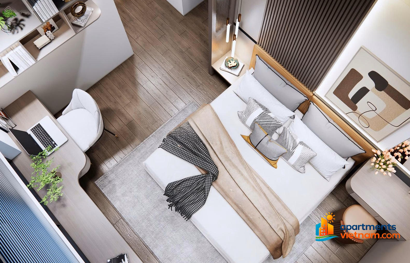 100% new FPT Plaza 3 apartment for rent, high-class furniture, sea view