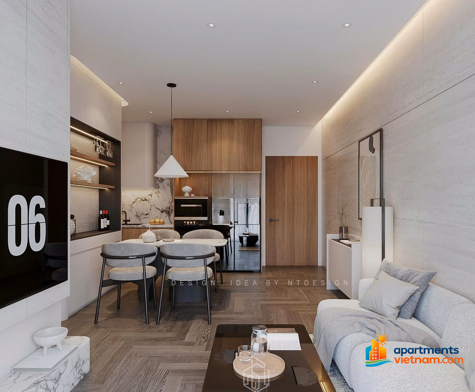 Sun Cosmo apartment has high-class furniture, 100% new, suitable for experts and foreigners