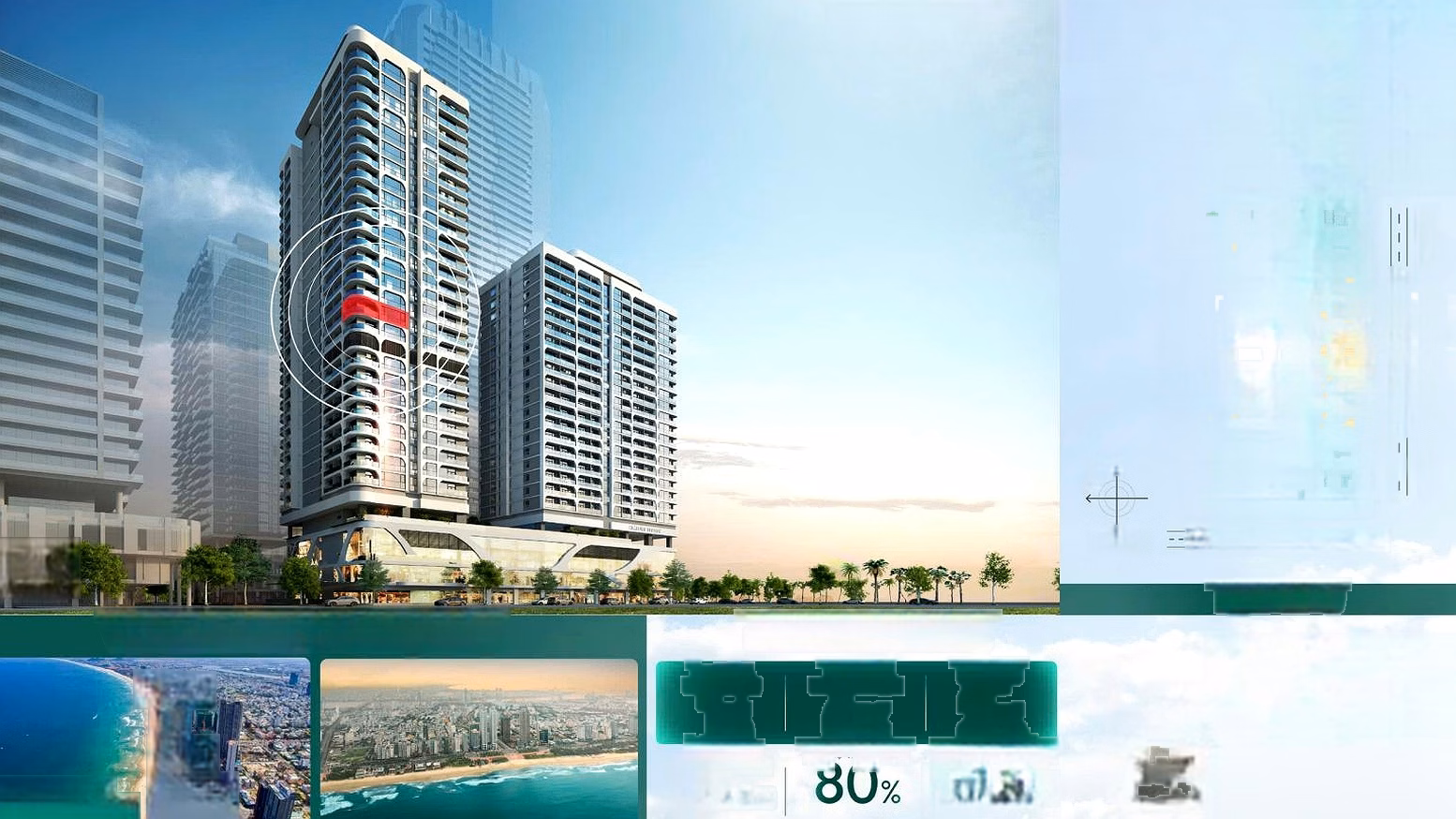 Times Square 1-bedroom apartment 46.88m2 - direct view of My Khe beach, rental area 20 - 30 million/month