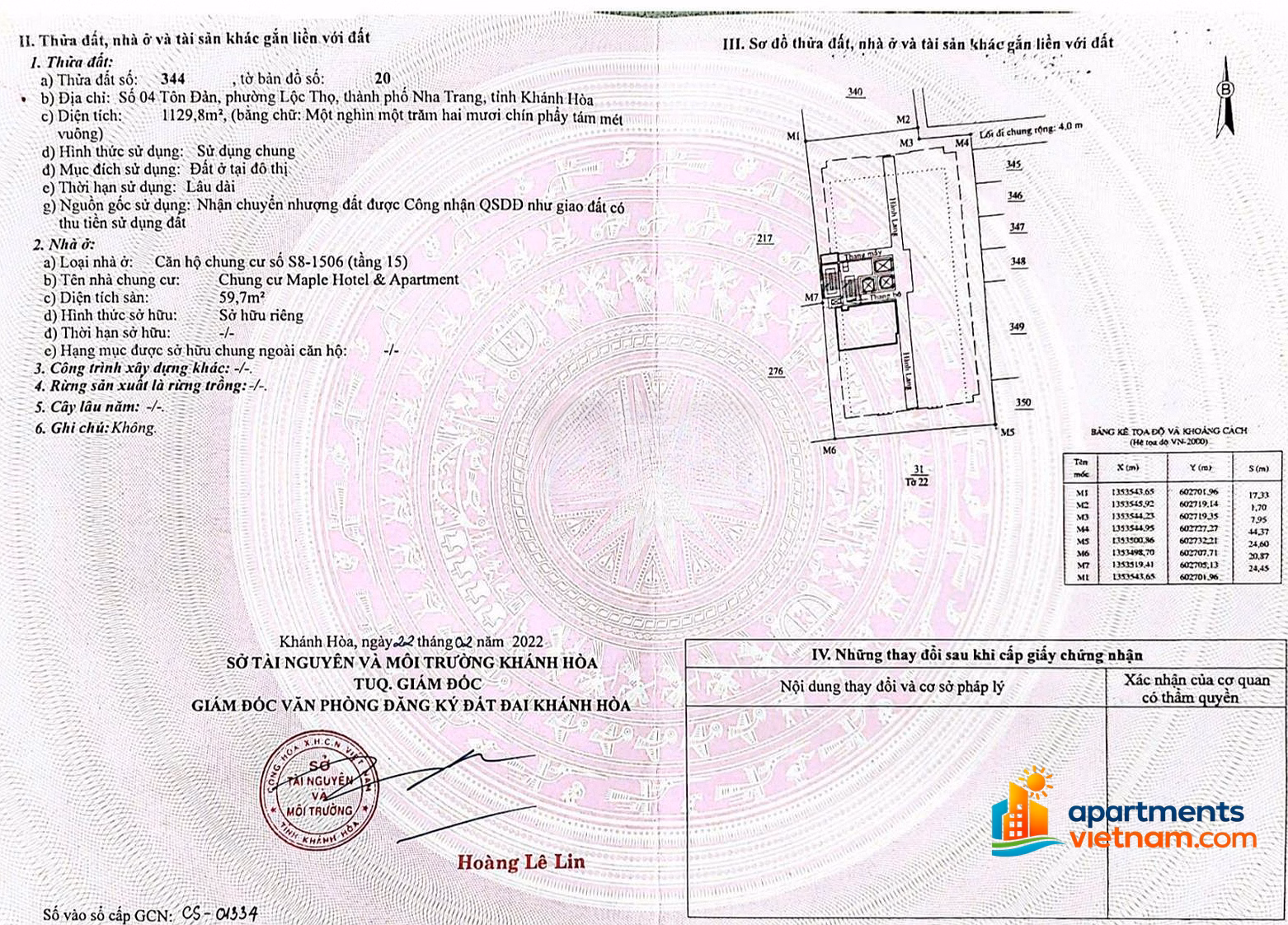 Maple beach apartment for sale on the 15th floor, close to the beach and Nha Trang beach square