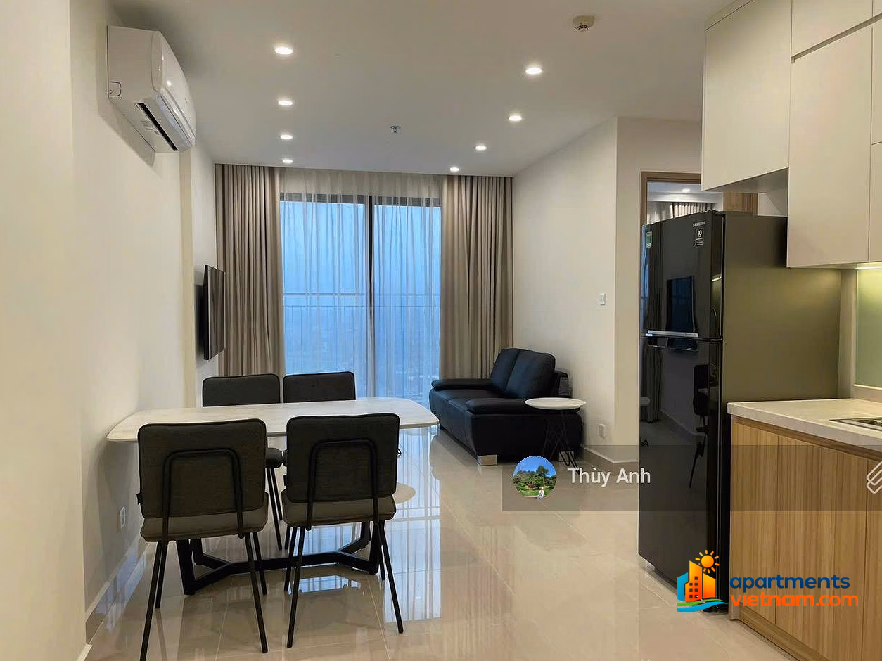 I rent a 2 bedroom 1 bathroom apartment with beautiful furniture for 10 million, come in at Vinhomes Smart City, contact 0338 896 ***