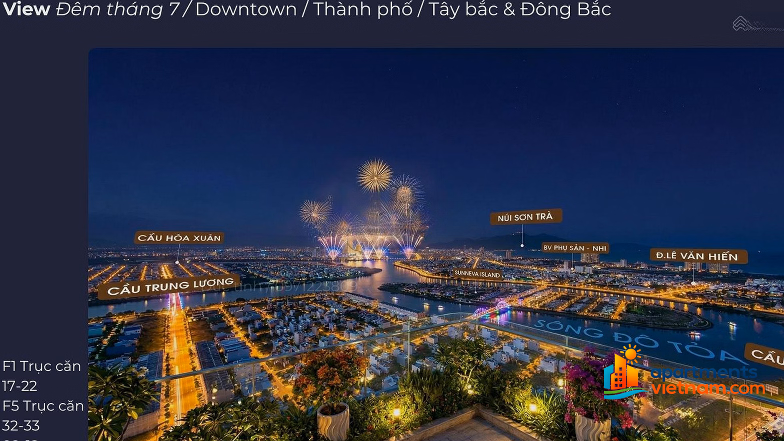 The only apartment with a view of the city and river fireworks at FourS Tower