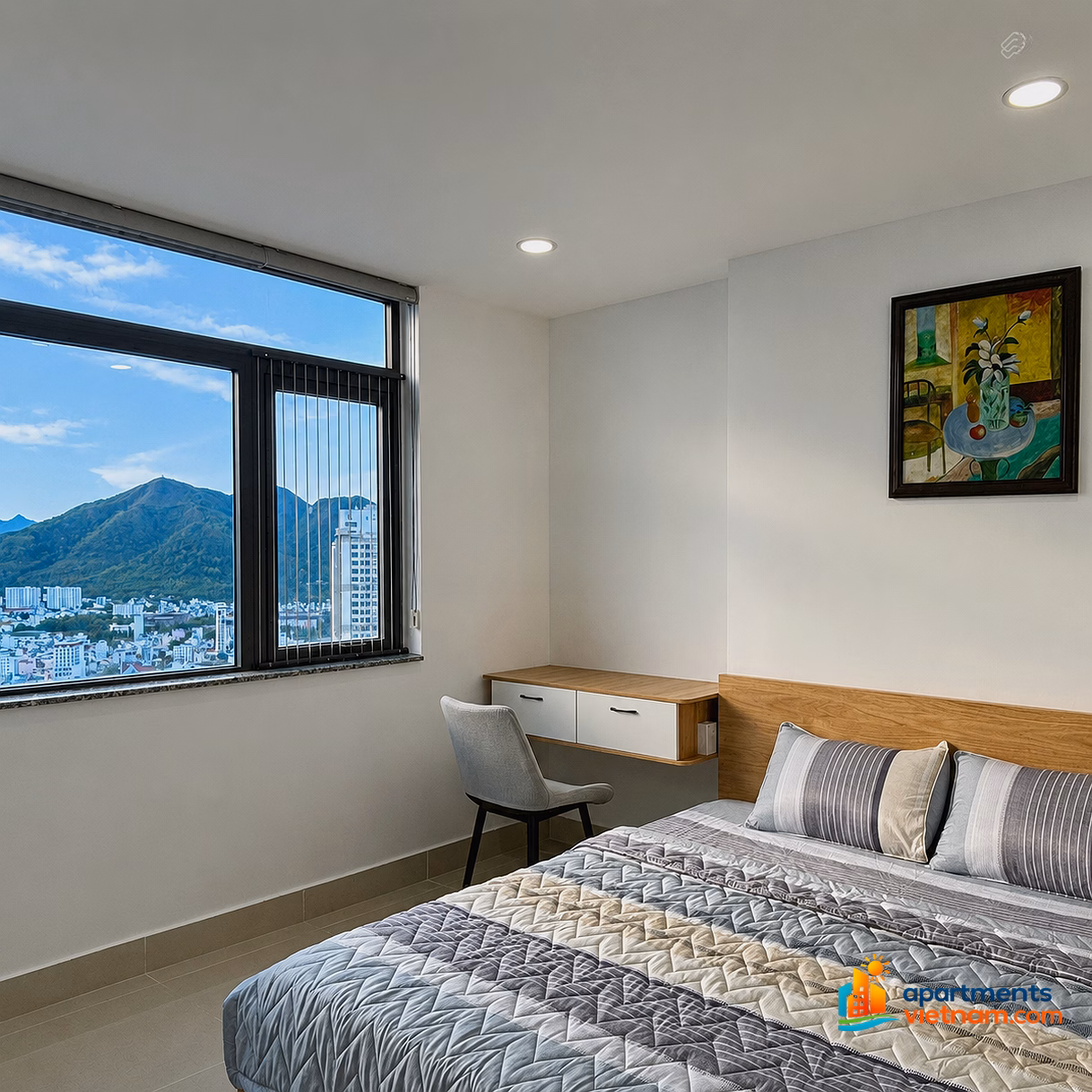 The owner sells a 2-bedroom apartment with diagonal sea view, fully furnished, for rent for 9 - 10 million/month
