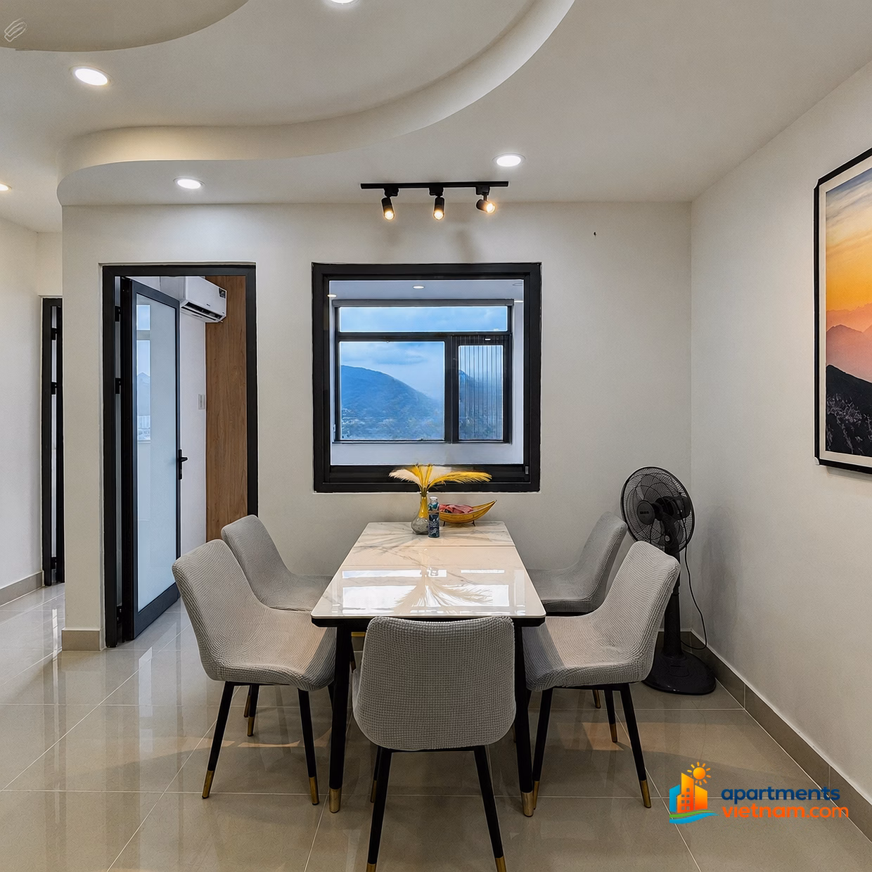 The owner sells a 2-bedroom apartment with diagonal sea view, fully furnished, for rent for 9 - 10 million/month