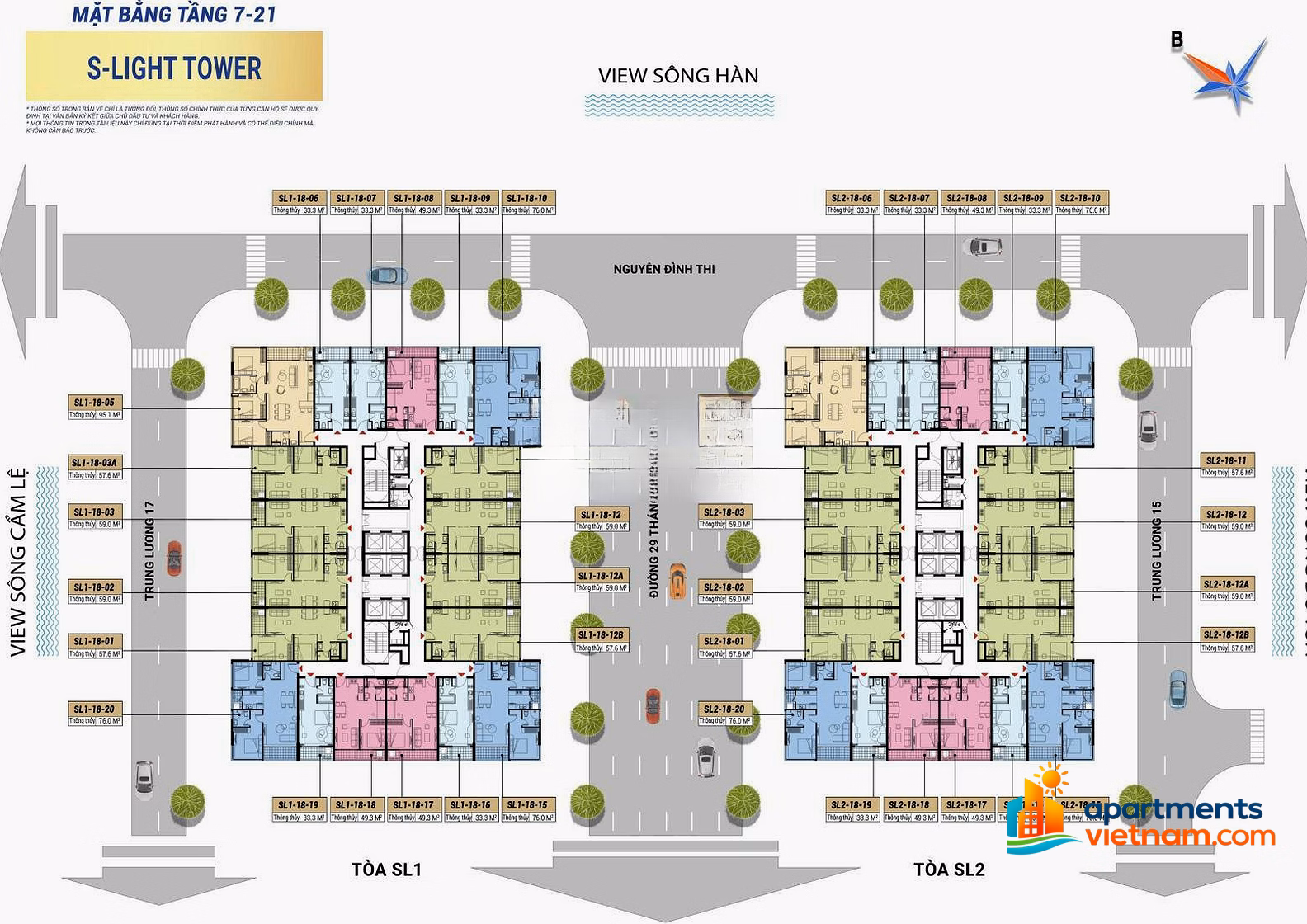 SLight Tower Danang Apartment - DIFF fireworks view, river junction, long-term ownership