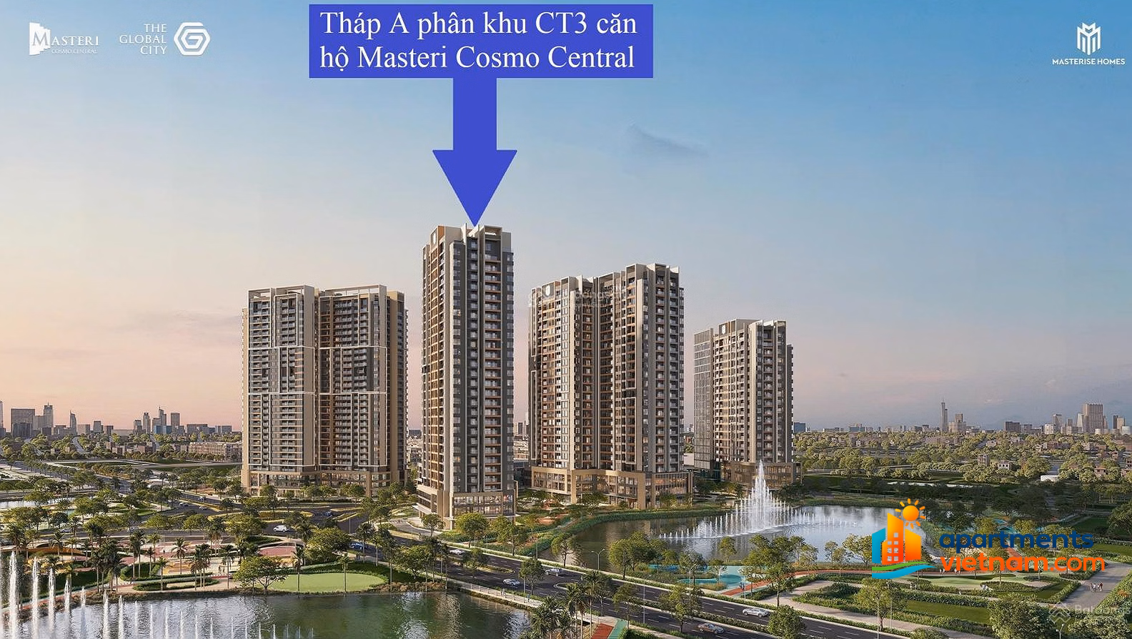 Open for sale of Tower A, CT3 subdivision, Masteri Cosmo Central apartment with 3-sided canal view. Contact: 0975 467 ***