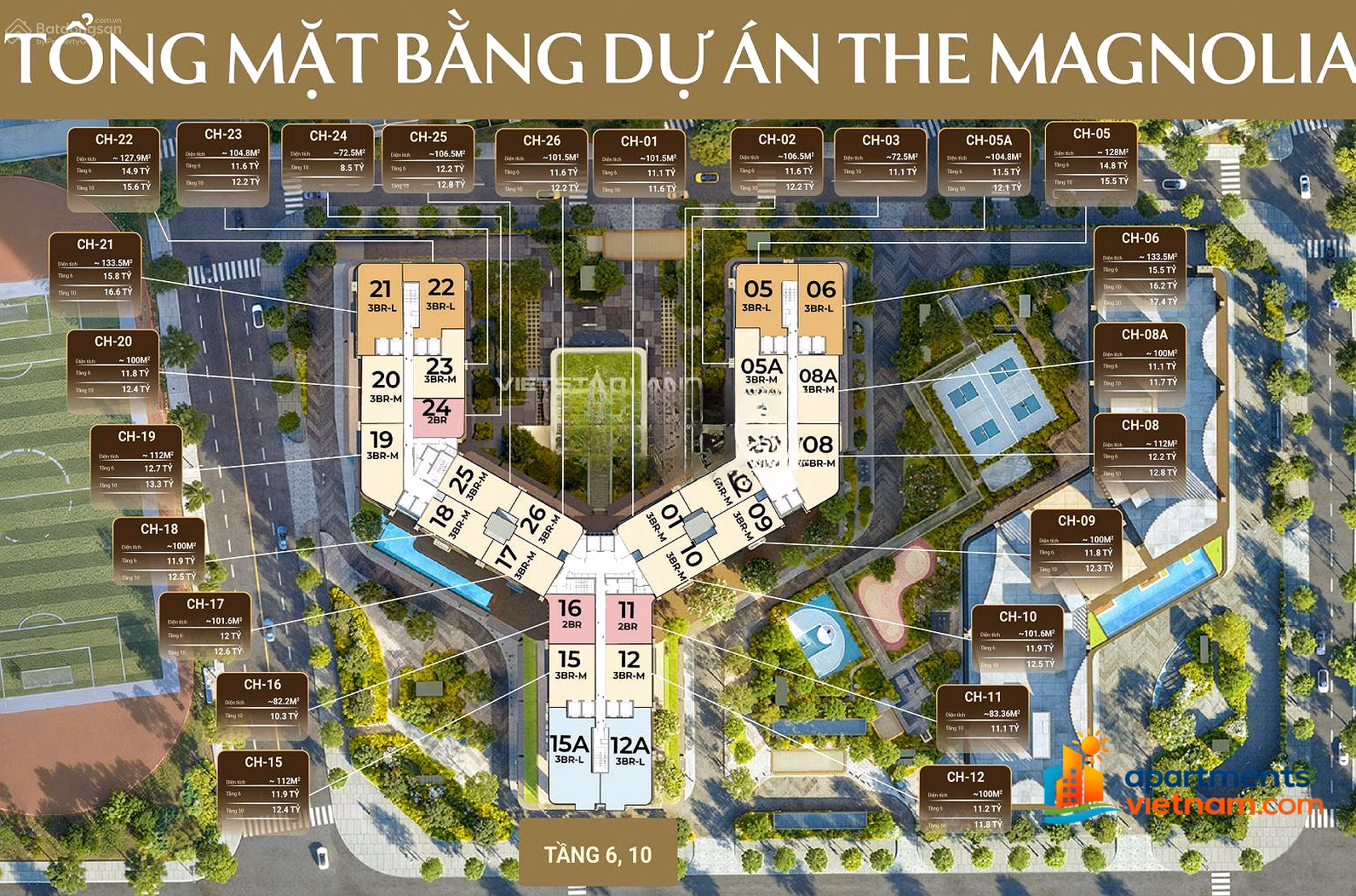 Selling luxury 2BR-3PN-4PN-Duplex Penthouse apartments at The Magnolia Private Residences Ngoc Thuy