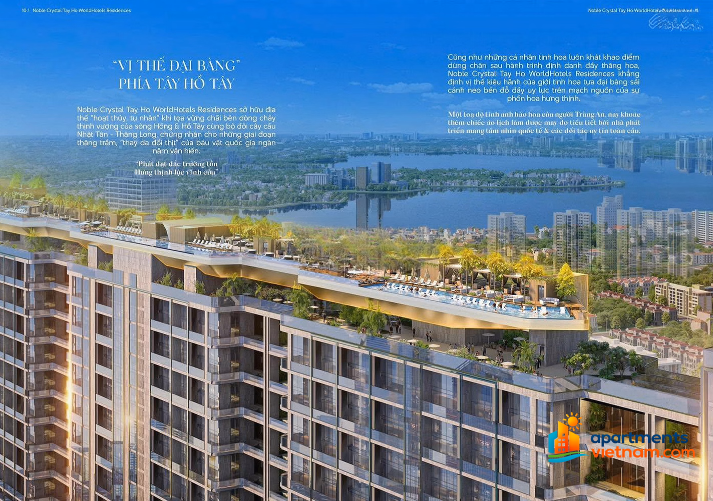 Diplomatic apartment Noble Crystal Tay Ho - Ciputra - VVIP - Full view of West Lake