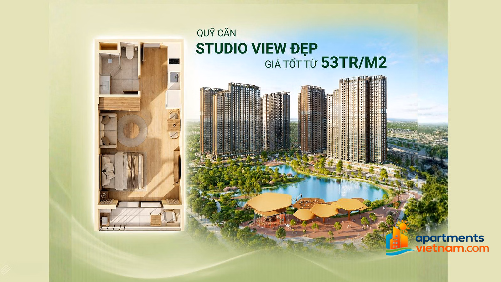 Studio Apartment Fund 32m2 - Capital only 375 million at The Parkland - 0% interest rate for 3 years - No principal repayment for 5 years