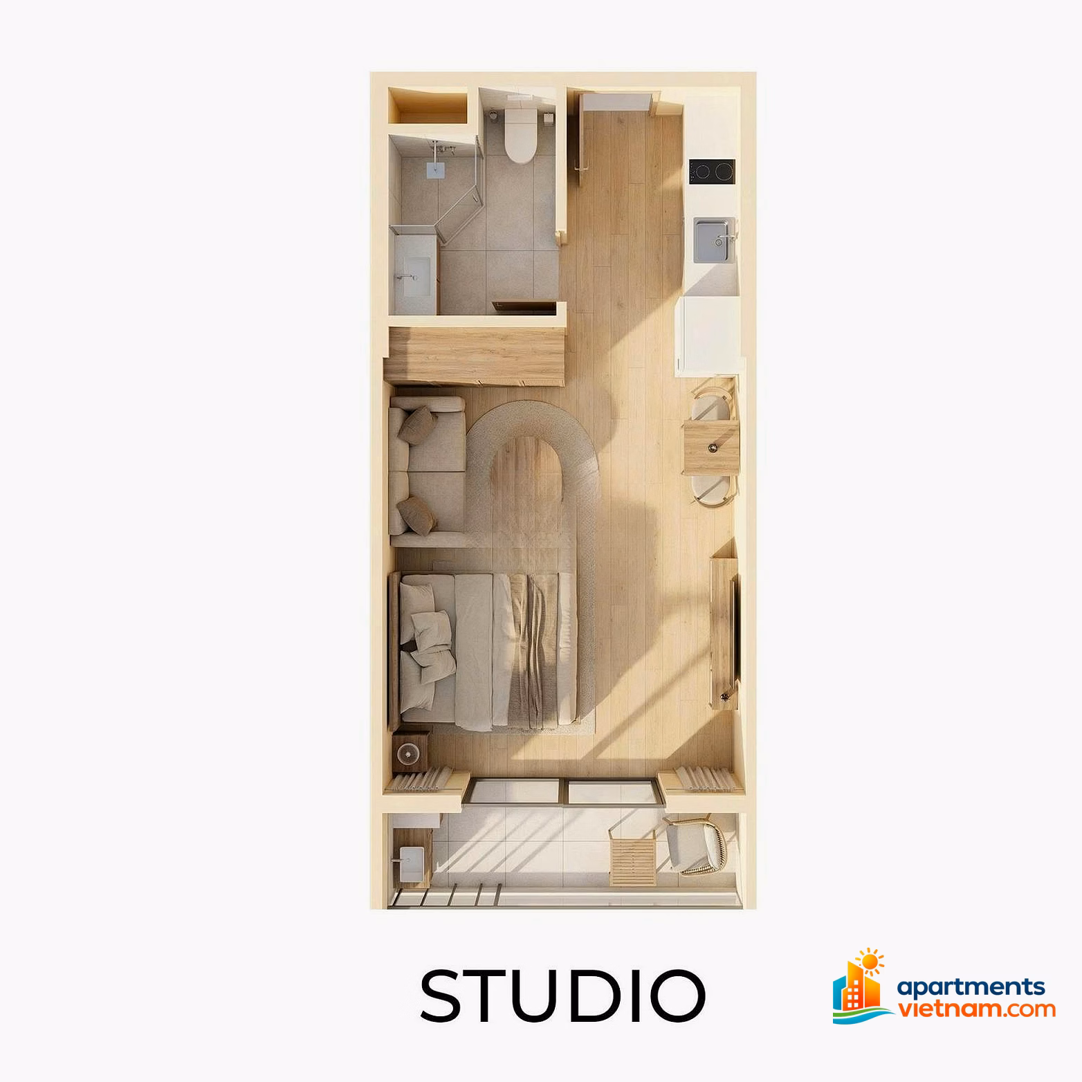 Studio Apartment Fund 32m2 - Capital only 375 million at The Parkland - 0% interest rate for 3 years - No principal repayment for 5 years