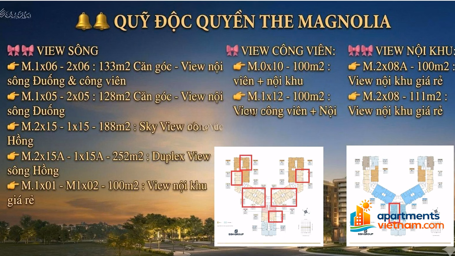 Full goods of MIK Khai Son investor The Magnolia + Diplomatic VIP, Park River View, 5* Interior, Extremely GOOD Price