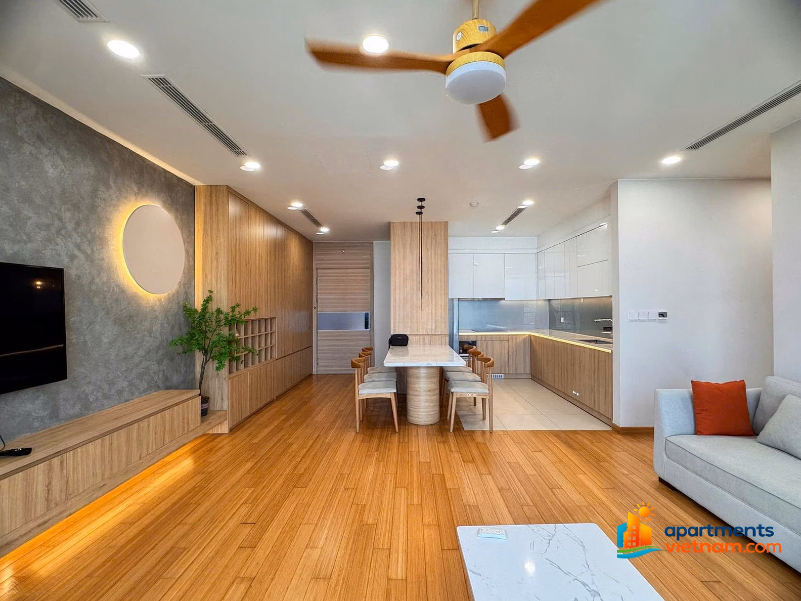 Apartment for rent with 2 bedrooms - 2 bathrooms in The Zei apartment building, 8 Le Duc Tho, fully furnished, 89m2, price 15 million/month