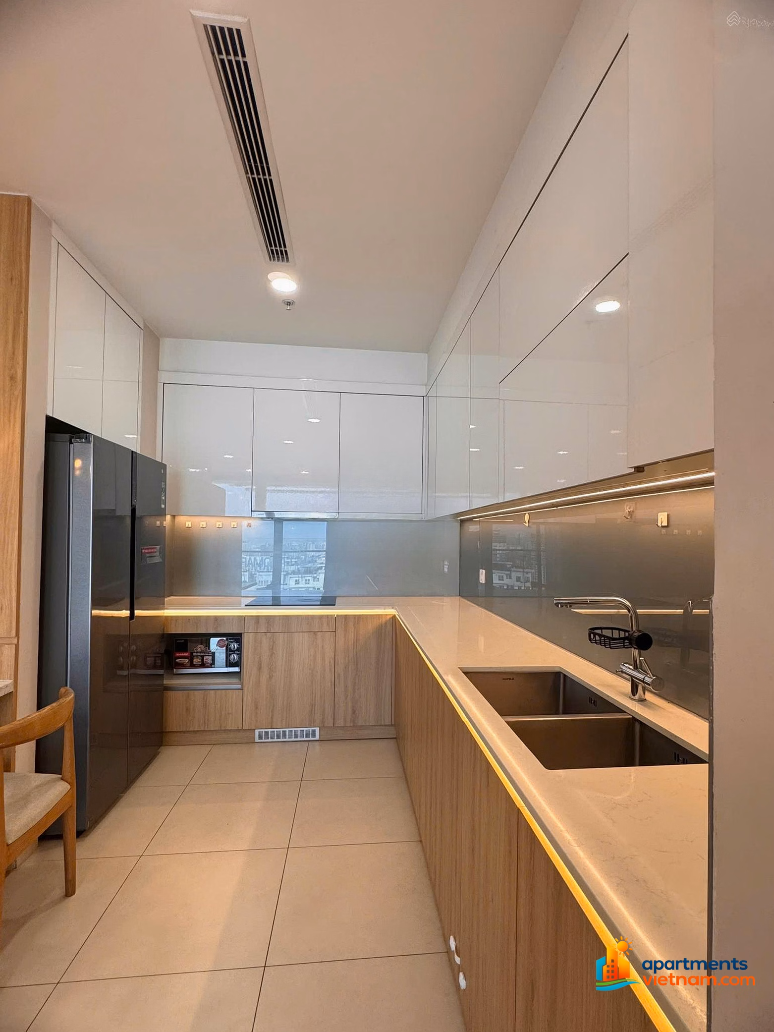 Apartment for rent with 2 bedrooms - 2 bathrooms in The Zei apartment building, 8 Le Duc Tho, fully furnished, 89m2, price 15 million/month