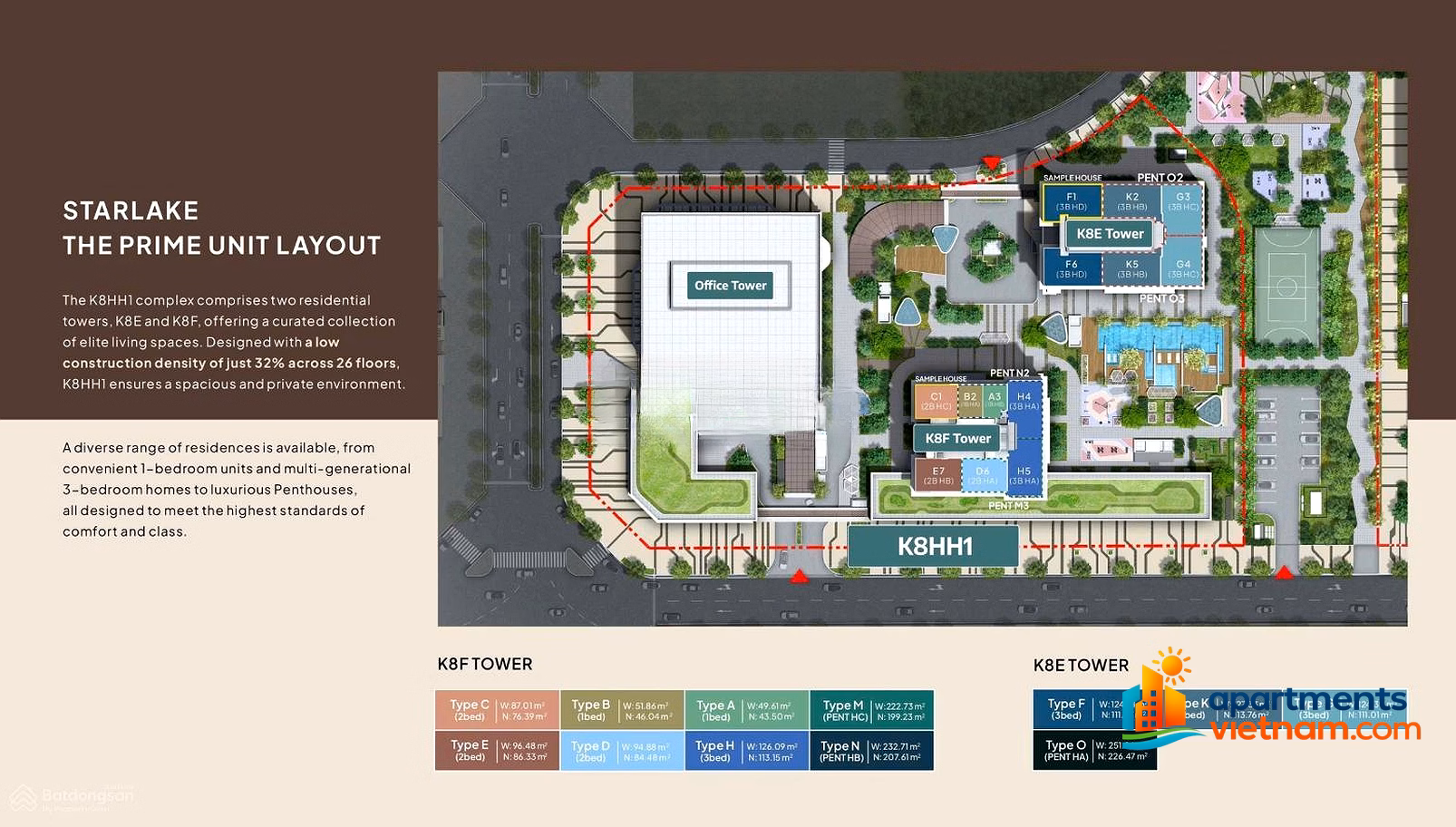 1 Bedroom - 2 Bedroom - 3 Bedroom - Penthouse apartment fund is for sale at The Prime Starlake apartment complex at good prices