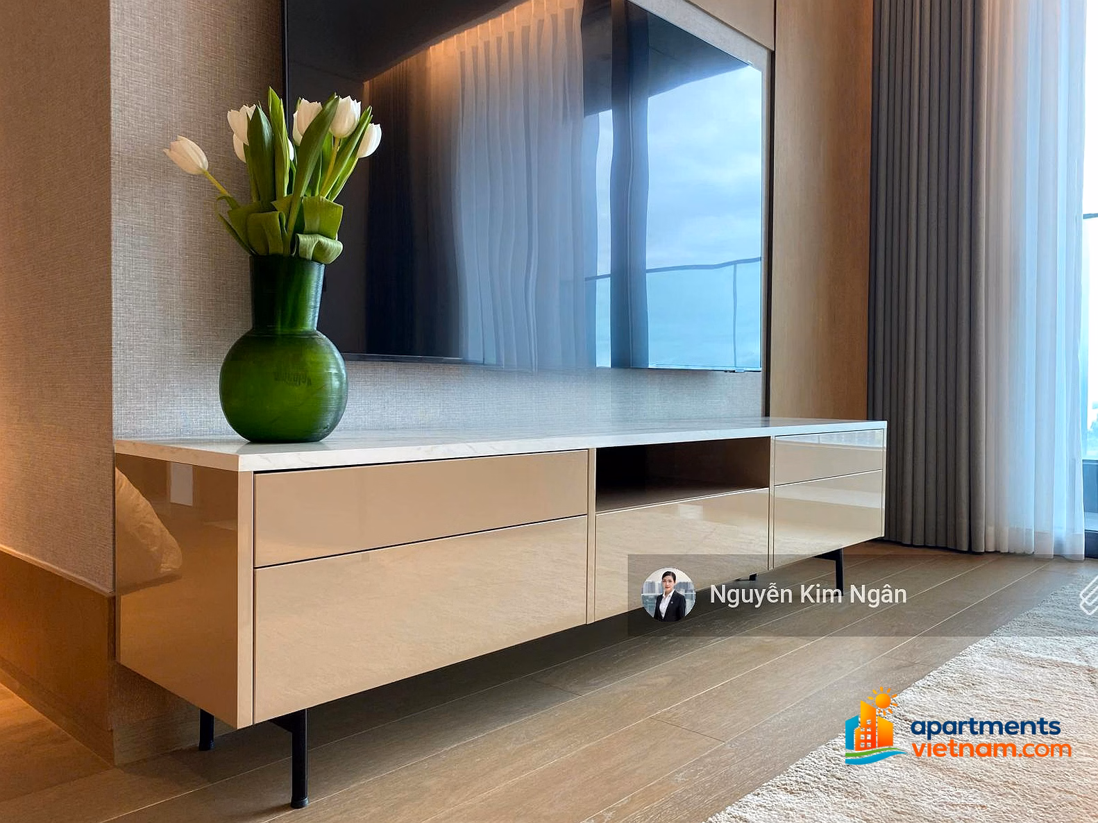 3 bedrooms fully furnished with river view for rent 130 million/month at Sea JW Marriott - Grand Marina building, free of QL