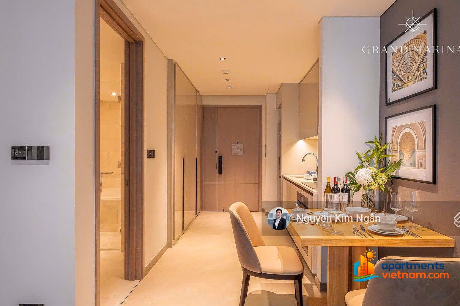 1 bedroom fully furnished apartment for rent 35 million/month free of management fee at Grand Marina Saigon