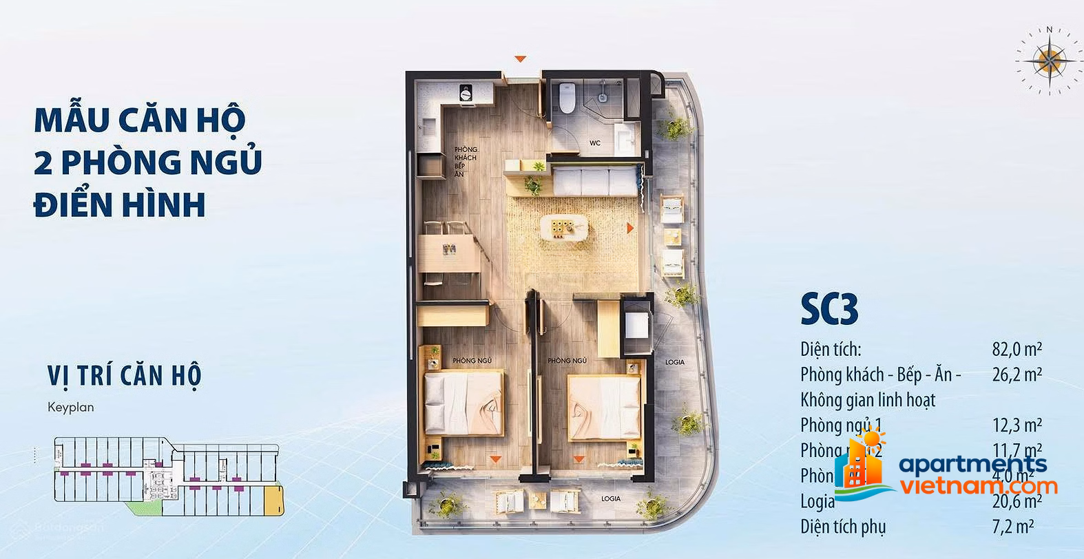 Own an apartment right in the center of Da Nang with Aeon Mall integrated in the building from only 2.5 billion/apartment