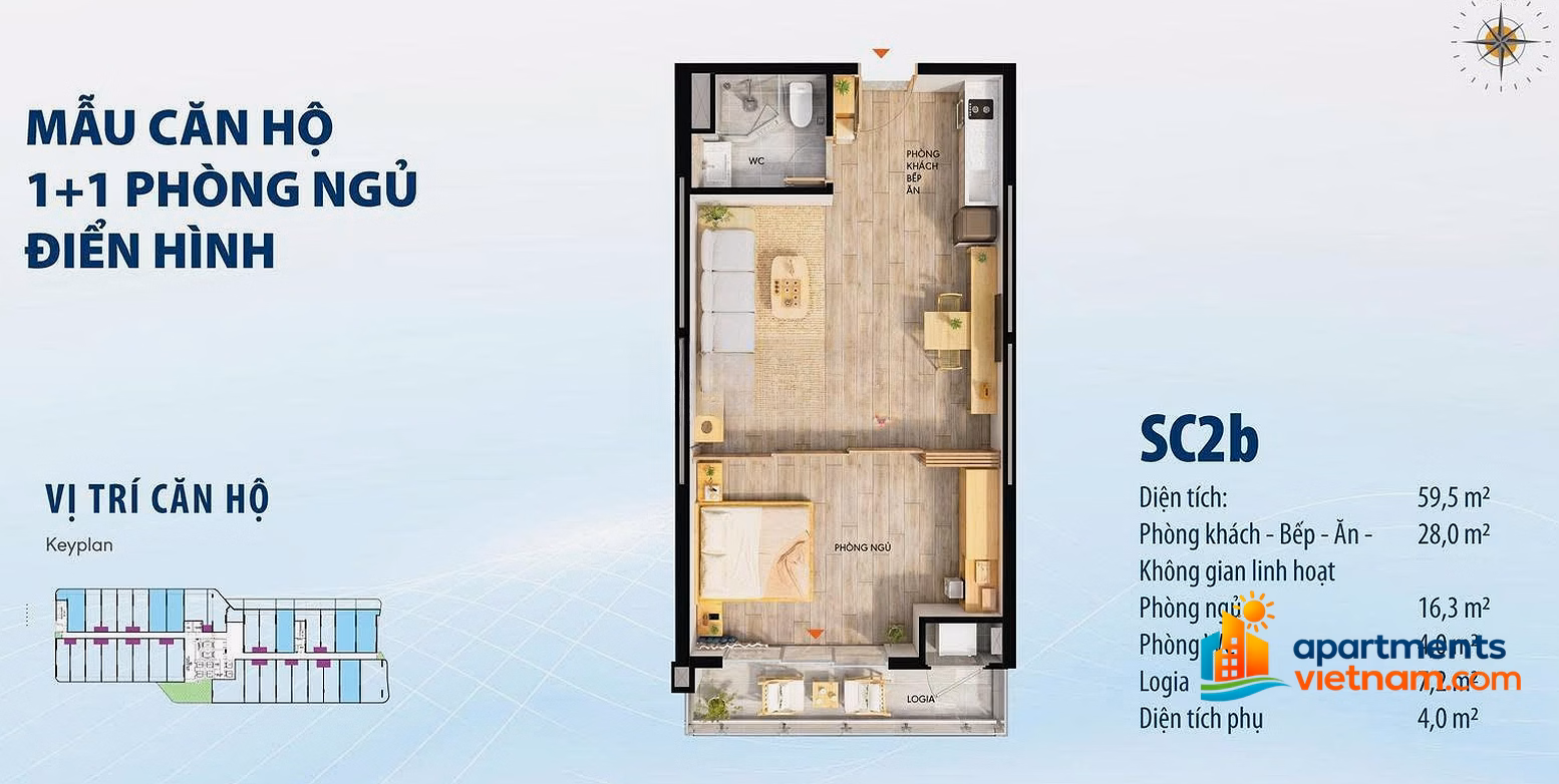 Own an apartment right in the center of Da Nang with Aeon Mall integrated in the building from only 2.5 billion/apartment