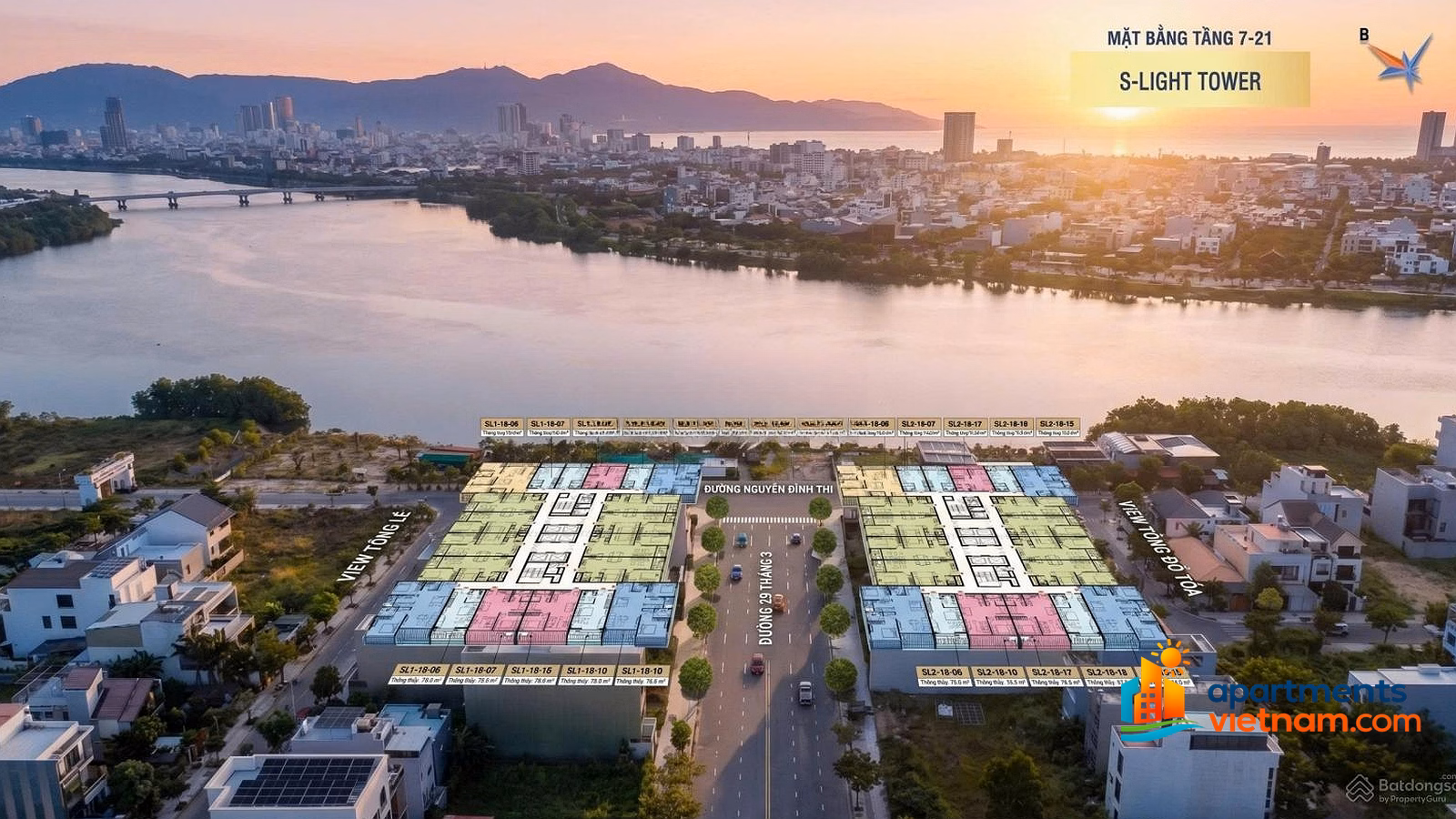 S-LIGHT TOWER FIRST-LEVEL VIP APARTMENT IN HOA XUAN, CART WITH DIPLOMATIC RIVER VIEW LIMITED QUANTITY NOW BATCH 1