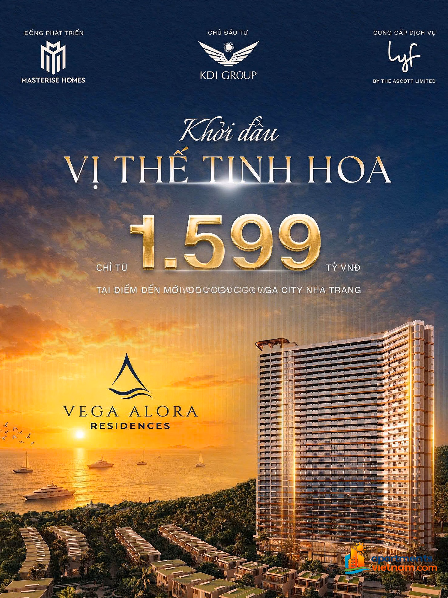 Alora Residences luxury apartment for sale in North Nha Trang ward, priced from only 1,599 billion