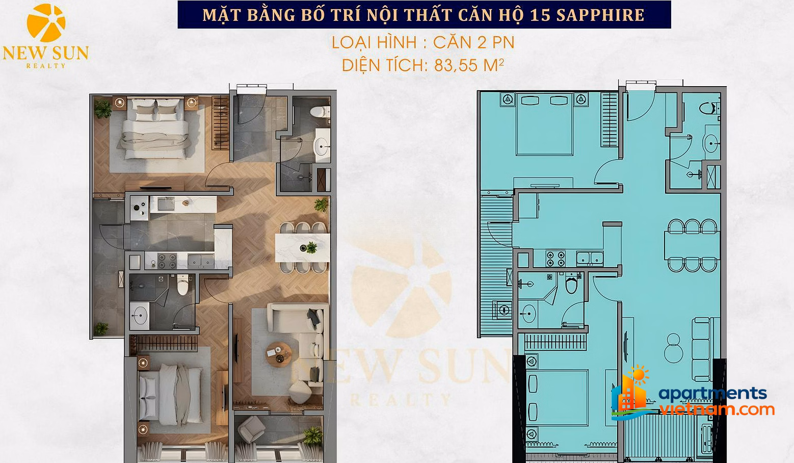 Long-term red book apartment - Only 5.4 billion 2-bedroom apartment about to be handed over - Free full furniture package
