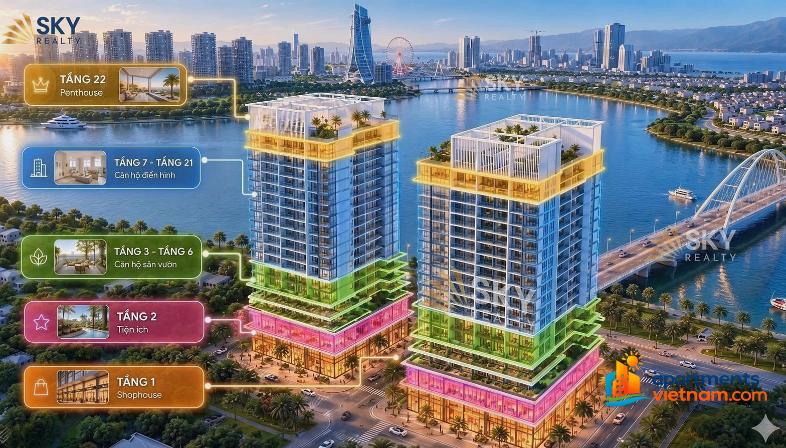 S-LIGHT TOWER 3-sided apartment with river view | Long-term legal | Only pay 70% to receive the house
