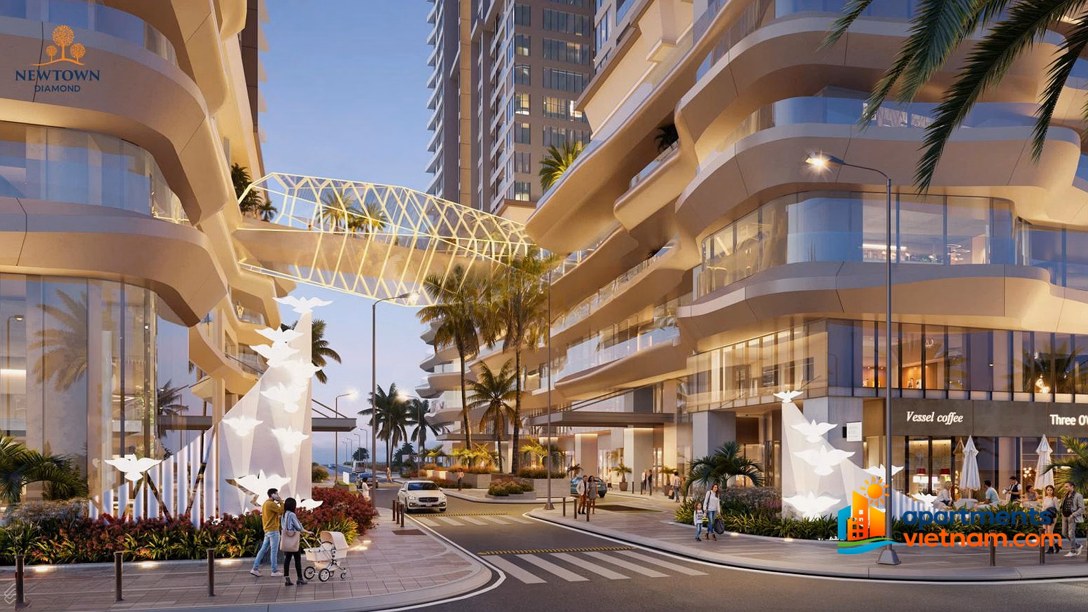 Apartment with direct view of Da Nang beach, Newtown Diamond 5 stars, shopping cart of more than 100 units from investor, handover 2026