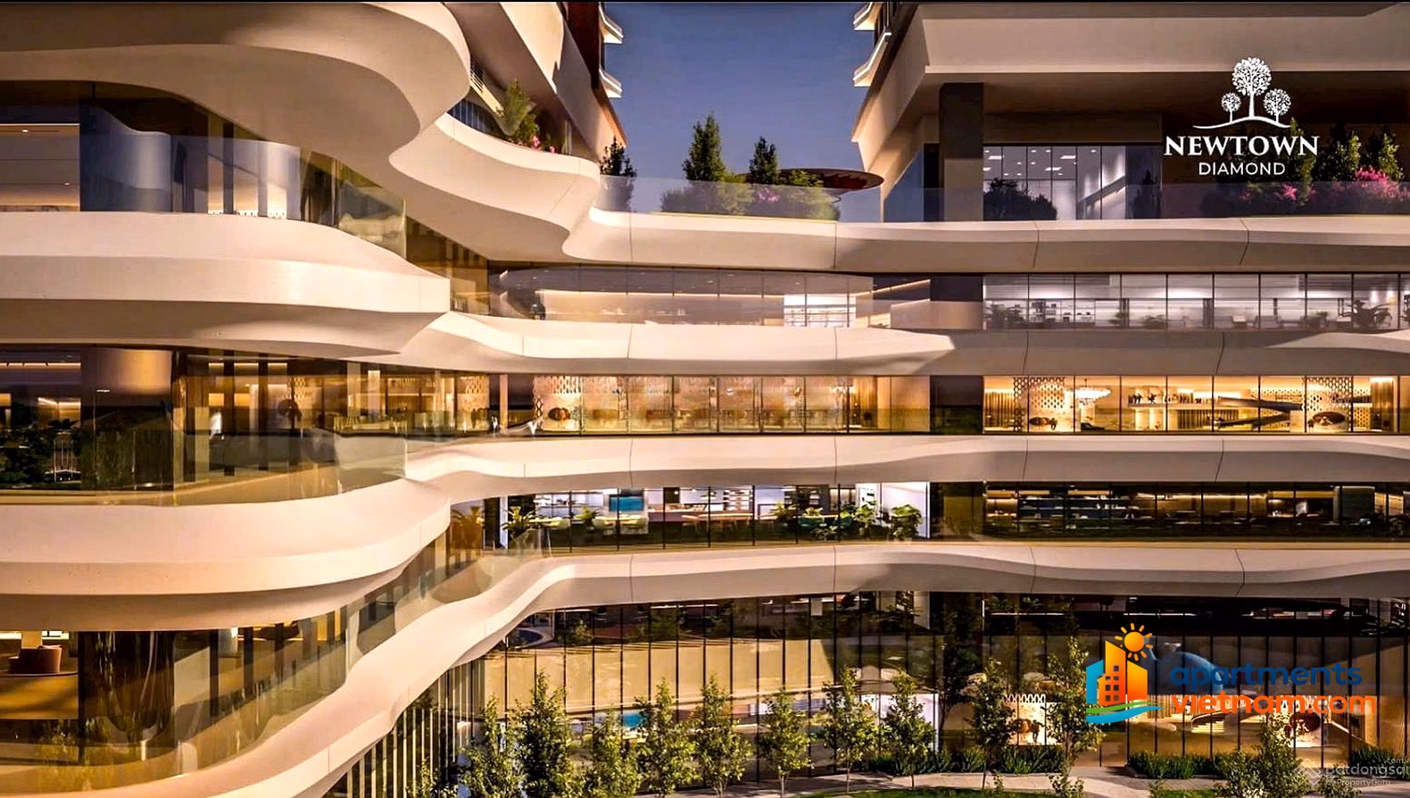 Apartment with direct view of Da Nang beach, Newtown Diamond 5 stars, shopping cart of more than 100 units from investor, handover 2026