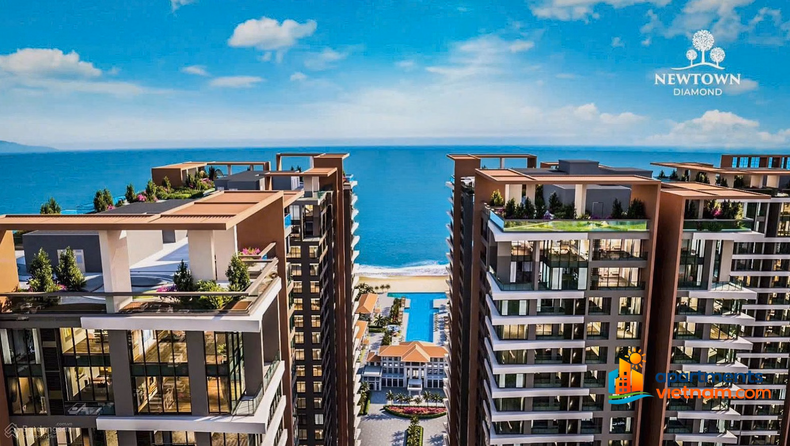 Apartment with direct view of Da Nang beach, Newtown Diamond 5 stars, shopping cart of more than 100 units from investor, handover 2026
