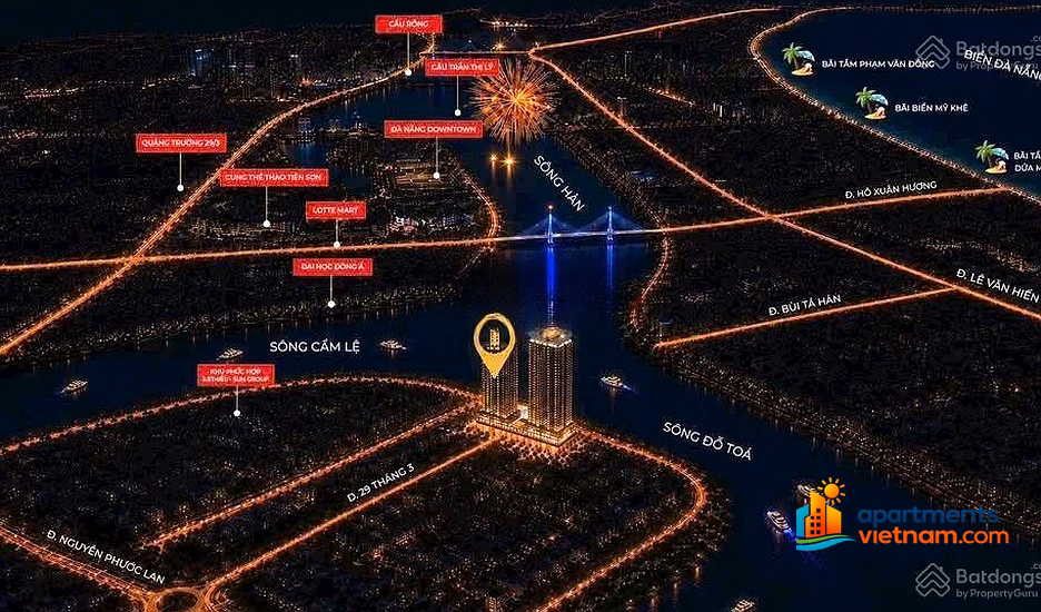S-Light apartment with direct view of Han River, sea, fireworks - The only diplomatic basket from Sun Group
