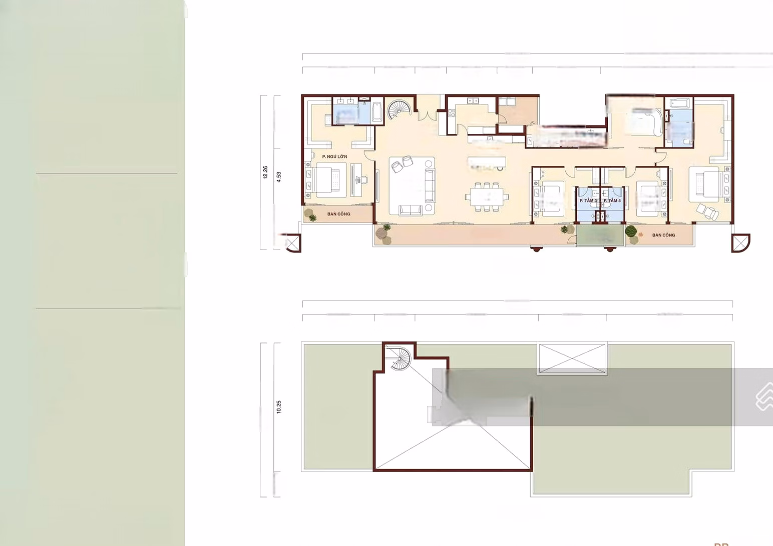 Sky Villa 5-bedroom penthouse, building A, 592m2, price 45 billion, park view, Le Parc Place - ParkCity