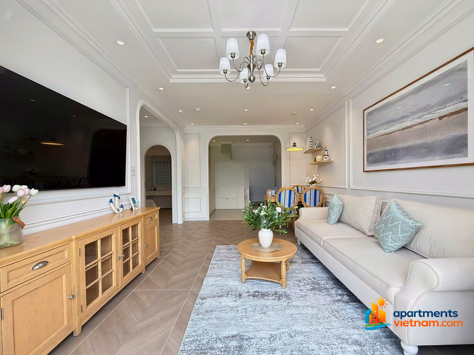 Penthouse Muong Thanh Vien Trieu full luxury interior, modern design only 3.98 billion