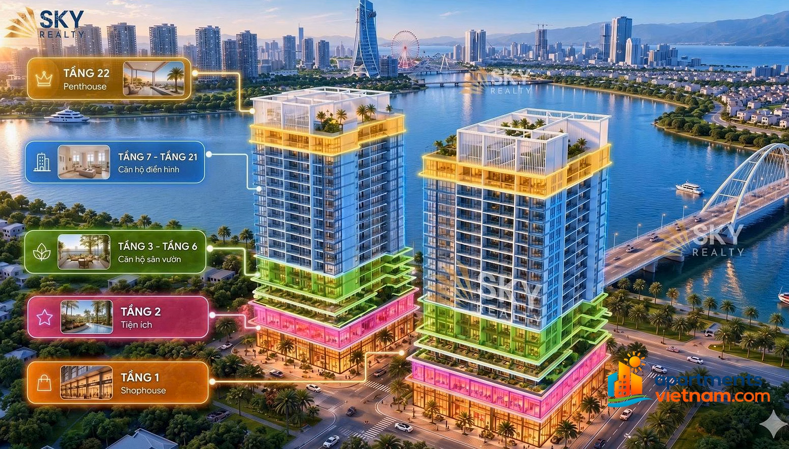 2 bedroom apartment with river view price only 2.8 billion - exclusive shopping cart of investor Sun Group