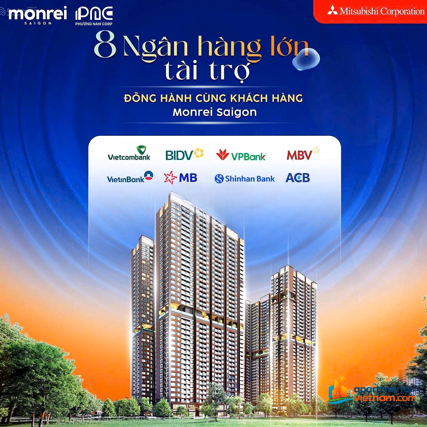 Monrei Saigon 10 diplomatic apartments, 15% payment, 24-month installment support, 5-year original grace period